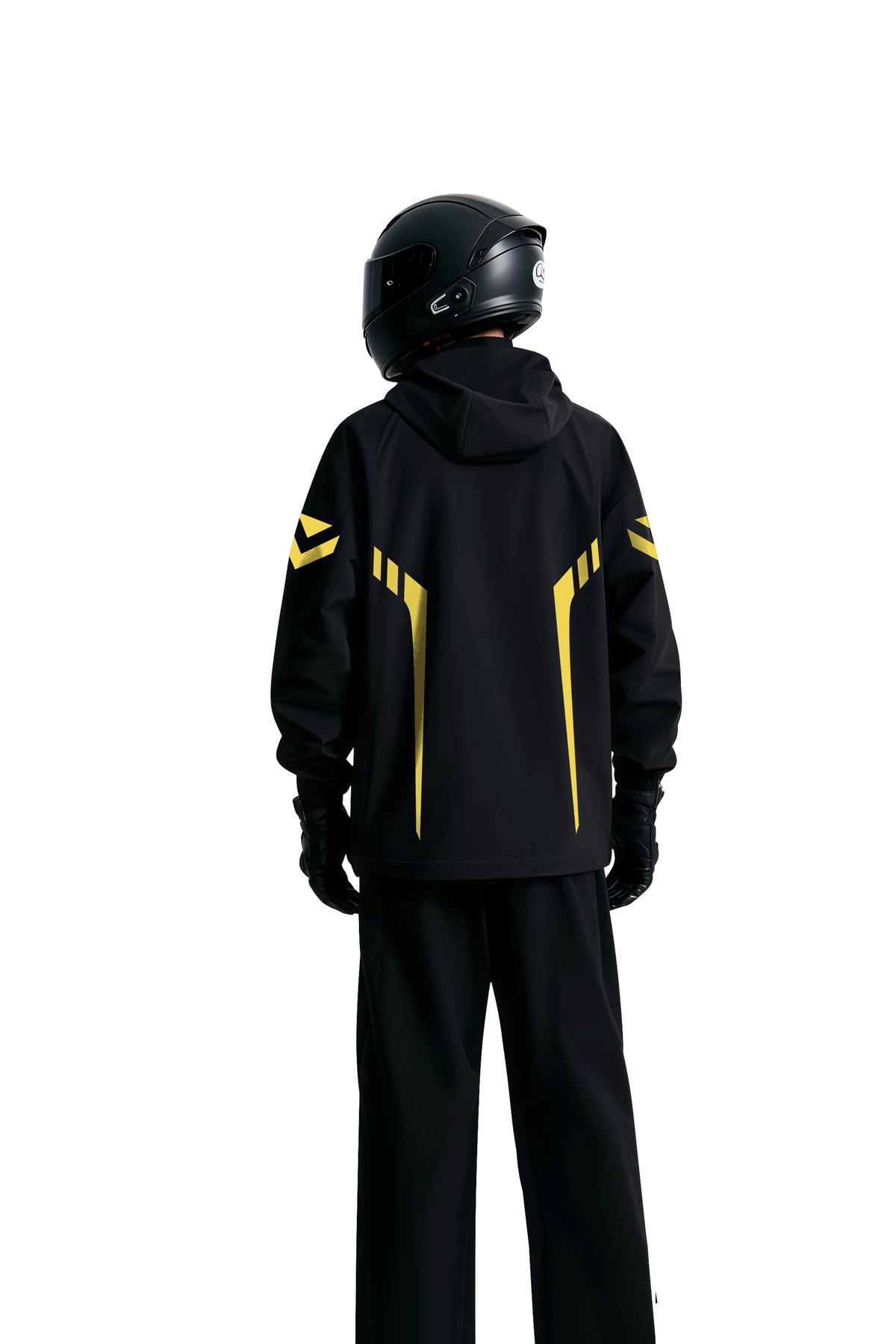 Motorcycle Rain Poncho with Reflective Strip: AAV Riding Jacket's Innovation - alternate view