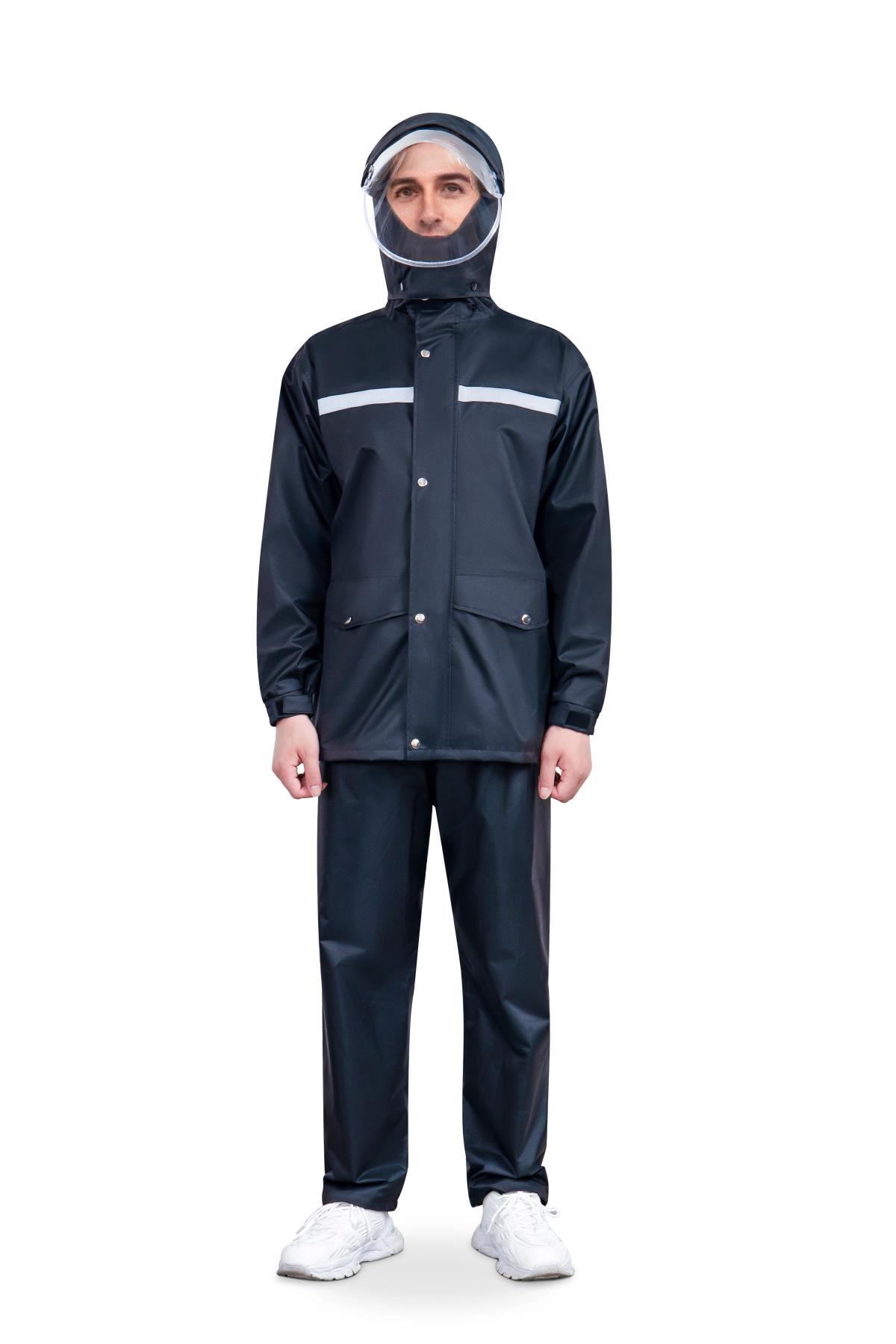 Adult Motorcycle Raincoat Black (Model 8117) - alternate view