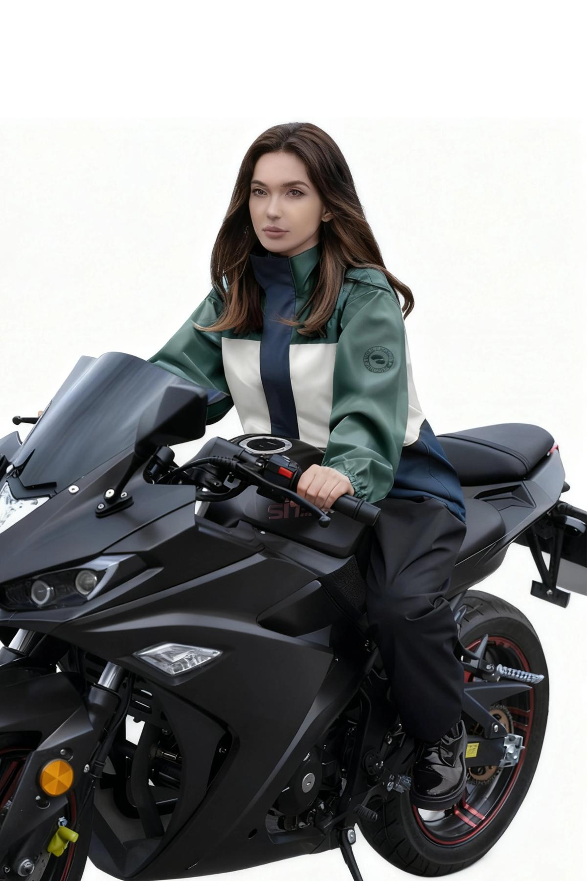 Matte Finish Adult Motorcycle Raincoat with PU Lamination