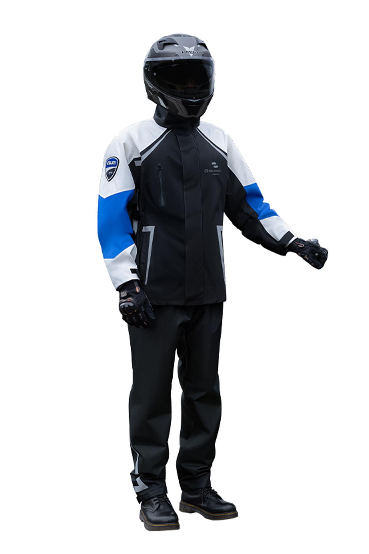 Heavy-Duty 300D Oxford Fabric Motorcycle Raincoat with PU Coating