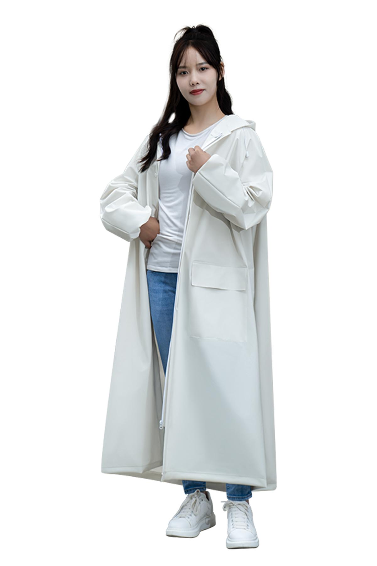 Zipper Trench Raincoat for Adult | EVA Waterproof Raincoat - alternate view